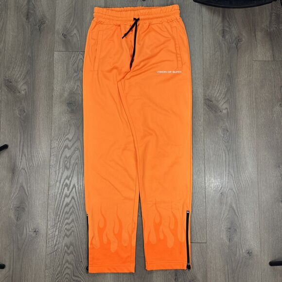 Vision of Super Flames Pants Orange Ankle Zip Drawstring Men's Size Small - Picture 1 of 9